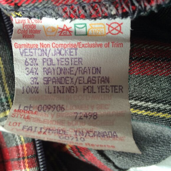 Joseph Ribkoff Womens Plaid Jacket Sz 8 Gray Red Floral Long Sleeve Full Zip - Picture 6 of 6